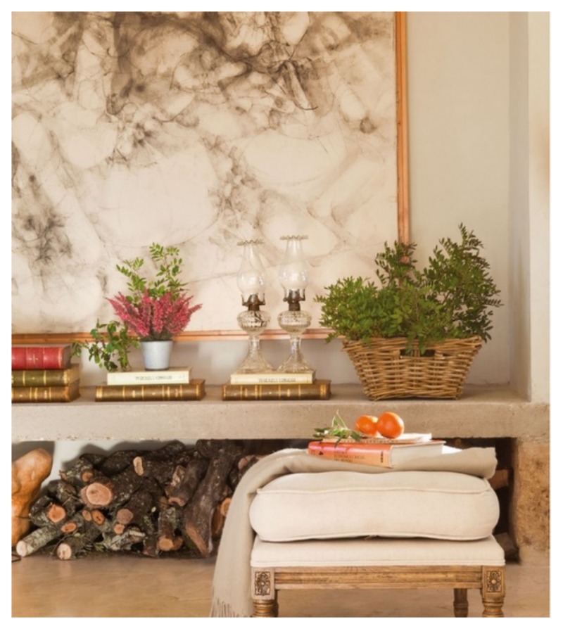 Nomad Luxuries an inspirational mantel area with Parisian whites with a rustic approach. 