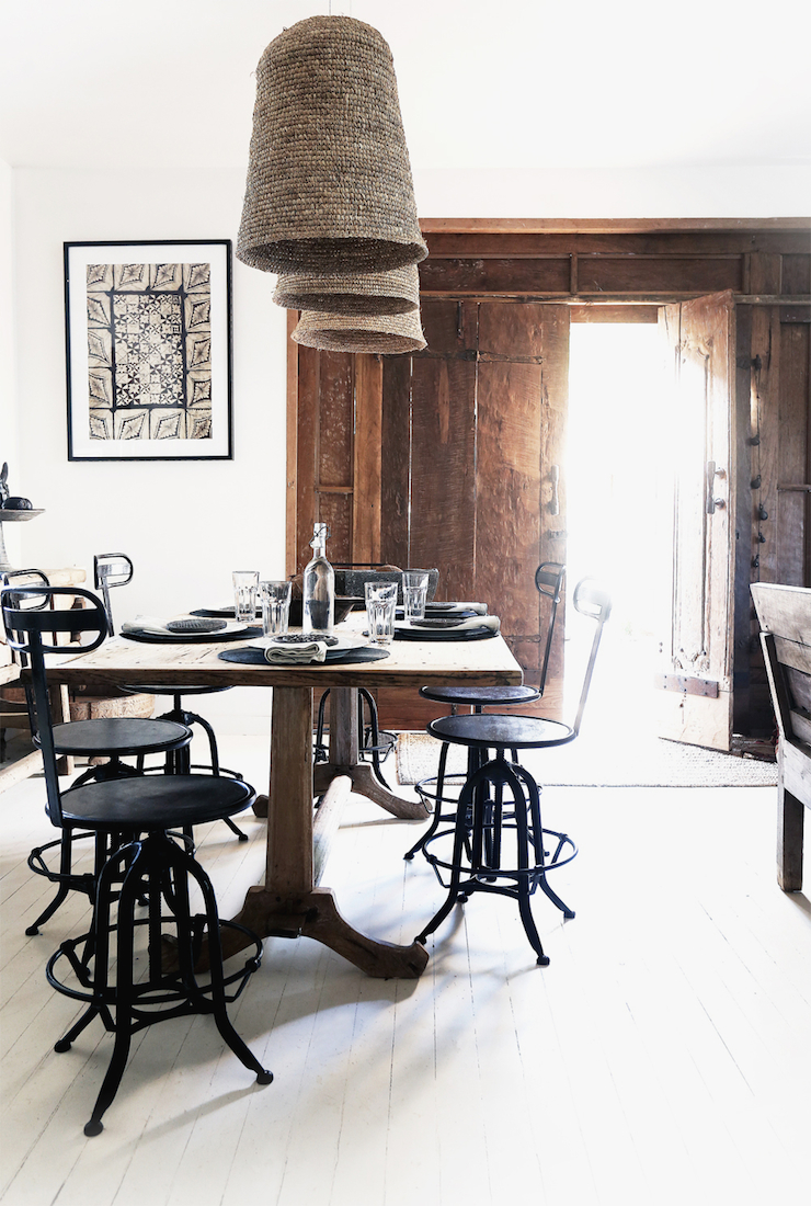 NoMad Luxuries rustic and monochromatic dining room with neutral tones for Sunday