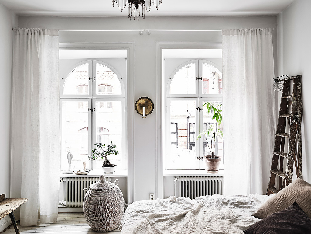 NoMad Luxuries Home Tour Scandinavian design rustic and white washed apartment and a cozy bedroom
