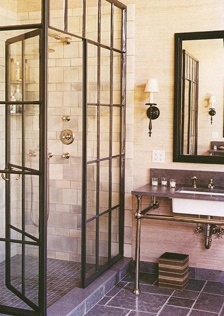 Nomad Luxuries interior design inspirational photo of bathroom with luxe yet modern details. 