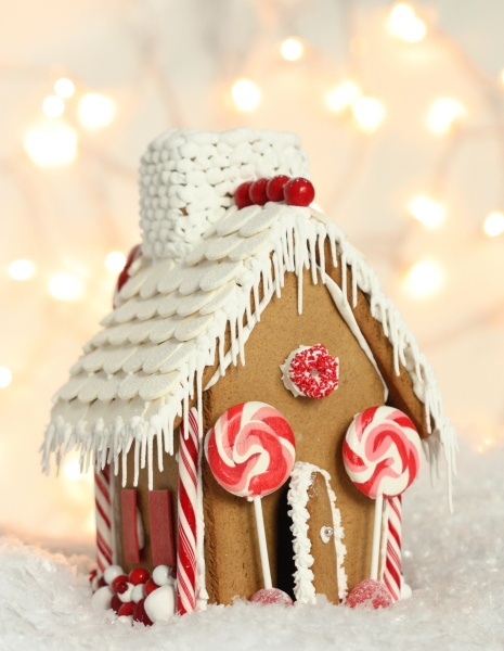 Nomad Luxuries photo of fully decorated gingerbread house for the holidays