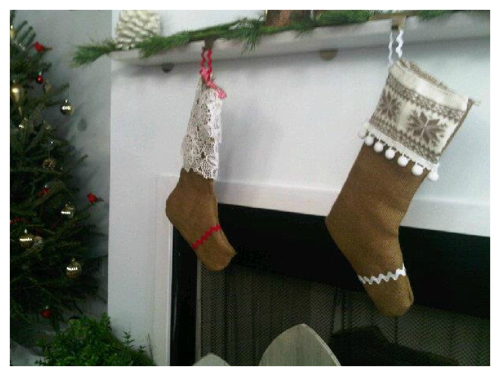 Nomad Luxuries mantel stockings hung waiting for Christmas day