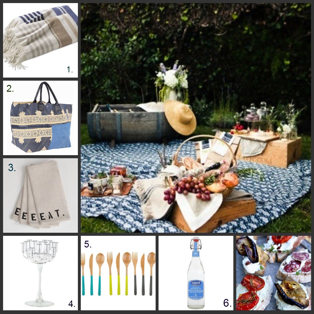 Nomad Luxuries photo collage of picnic essentials.