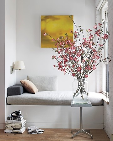 Nomad Luxuries; a serene image of a clean resting space with dogwood