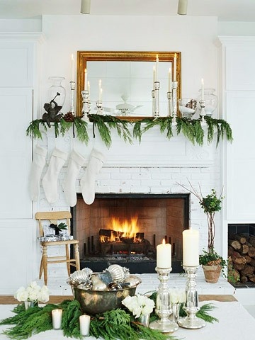 Nomad Luxuries holiday themed fire place and mantel