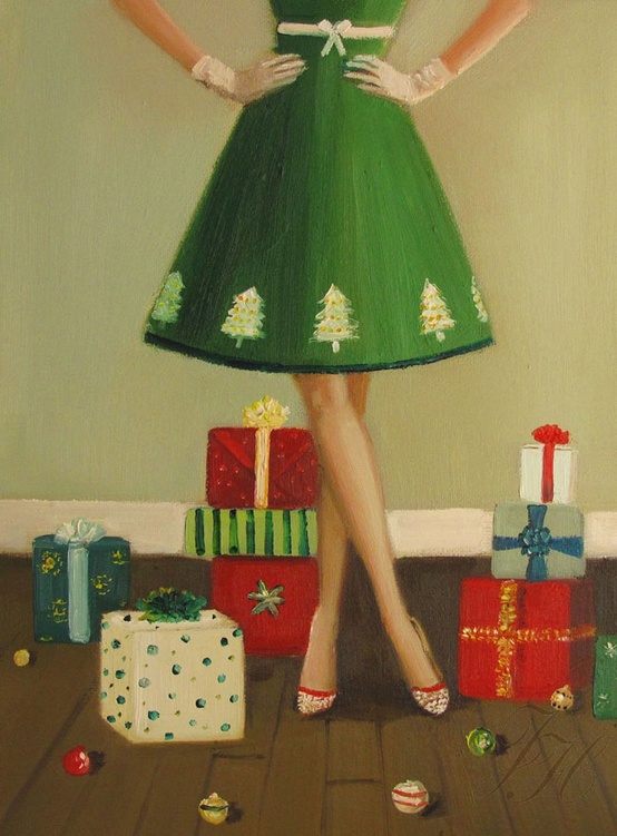 Nomad Luxuries illustrated image of woman in a holiday dress. 